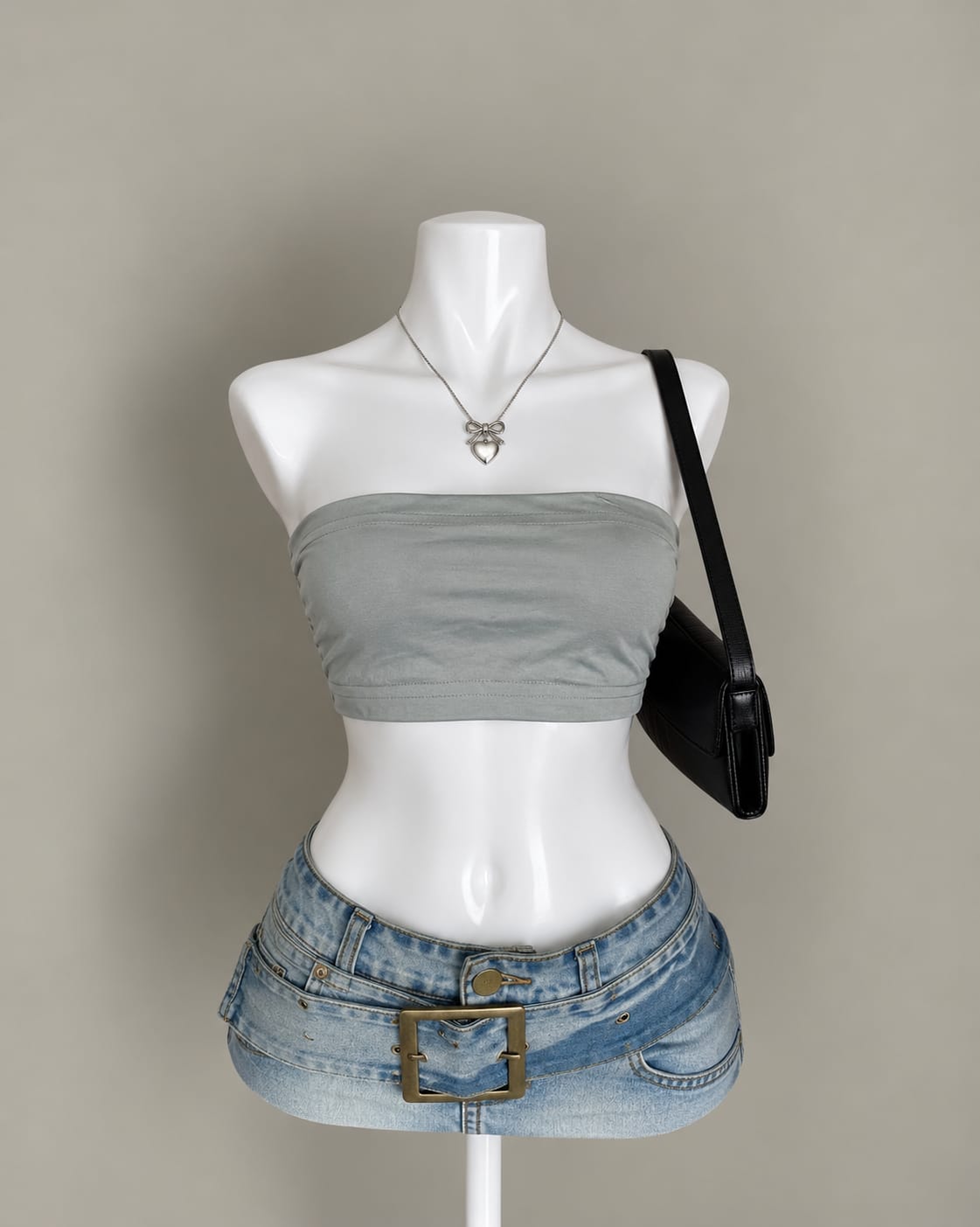 Gray Bandeau Top