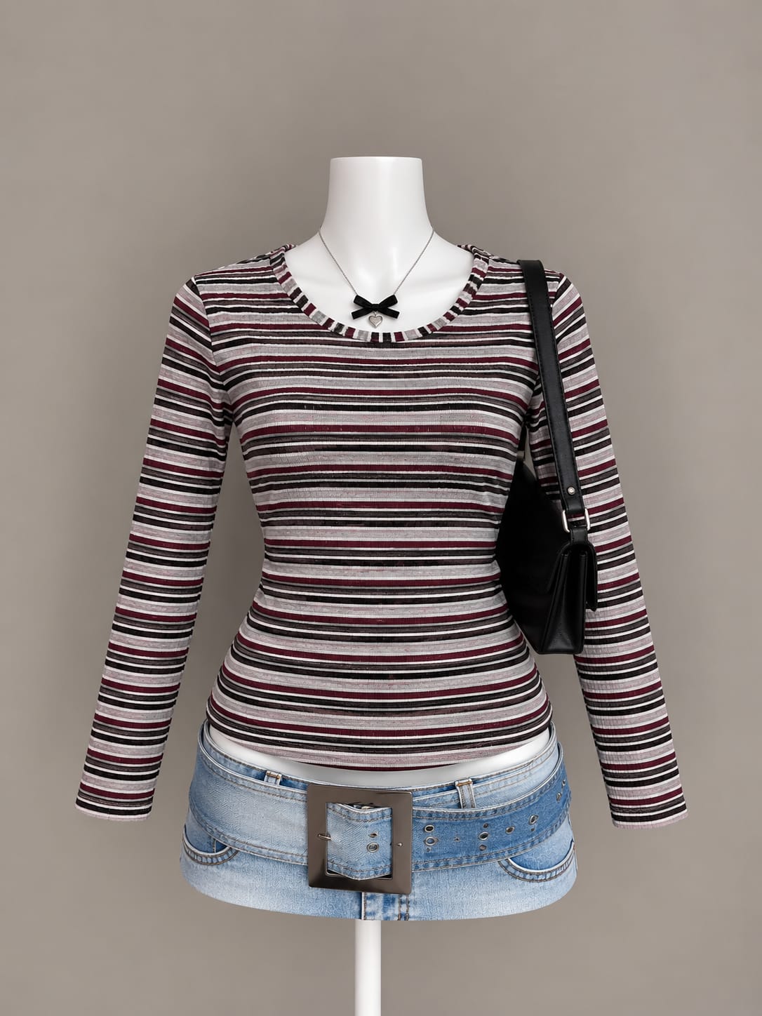 Burgundy Striped Top