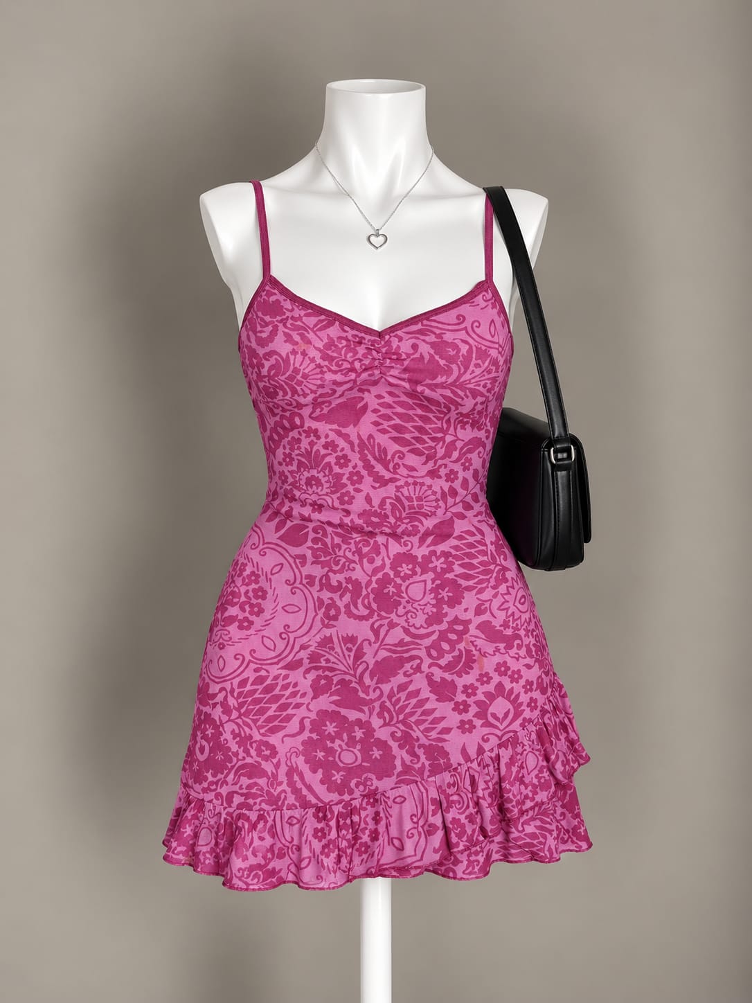 Pink Patterned Mini Dress