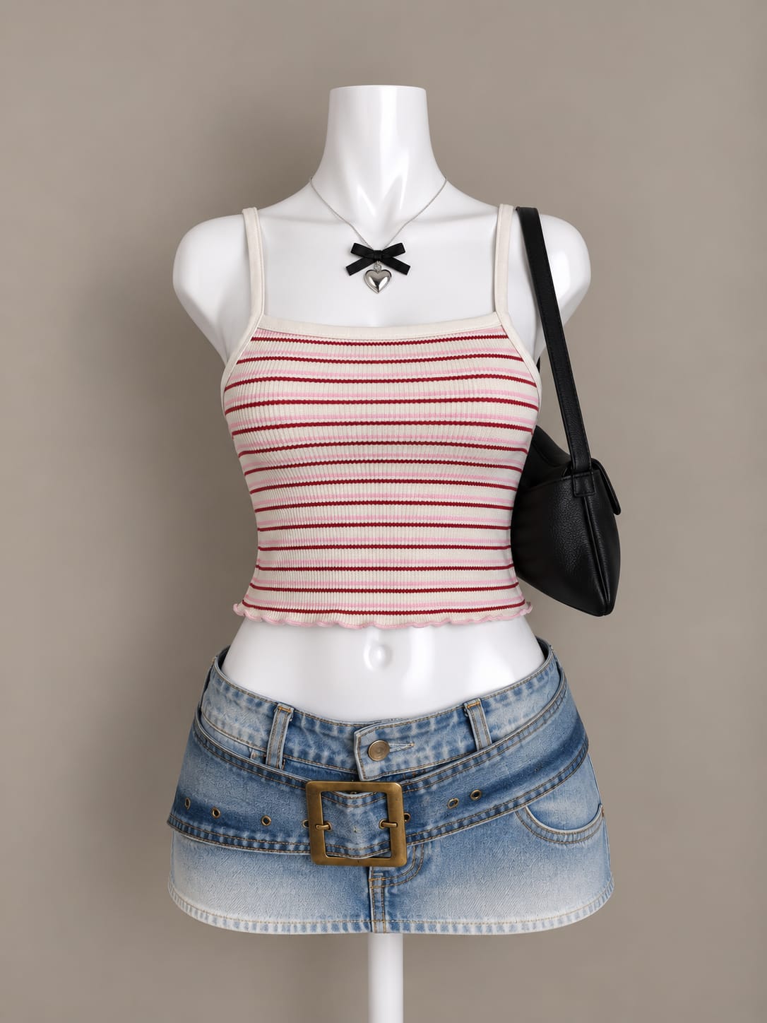 Pink Striped Crop Top