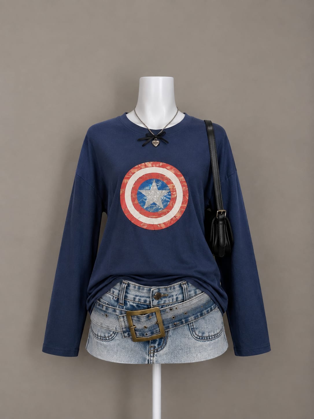Navy Blue Long Sleeve Top