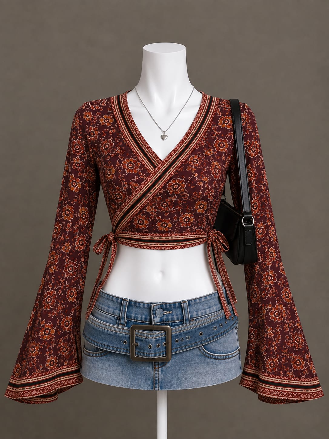 Maroon Wrap Crop Top