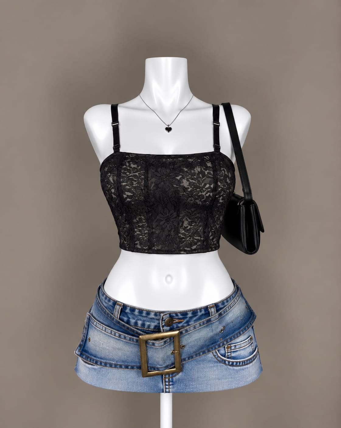 Black Lace Crop Top