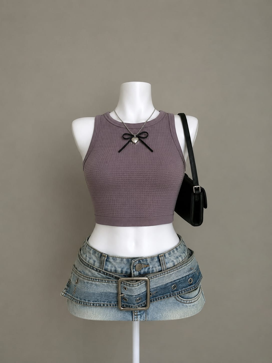 Mauve textured tank crop top