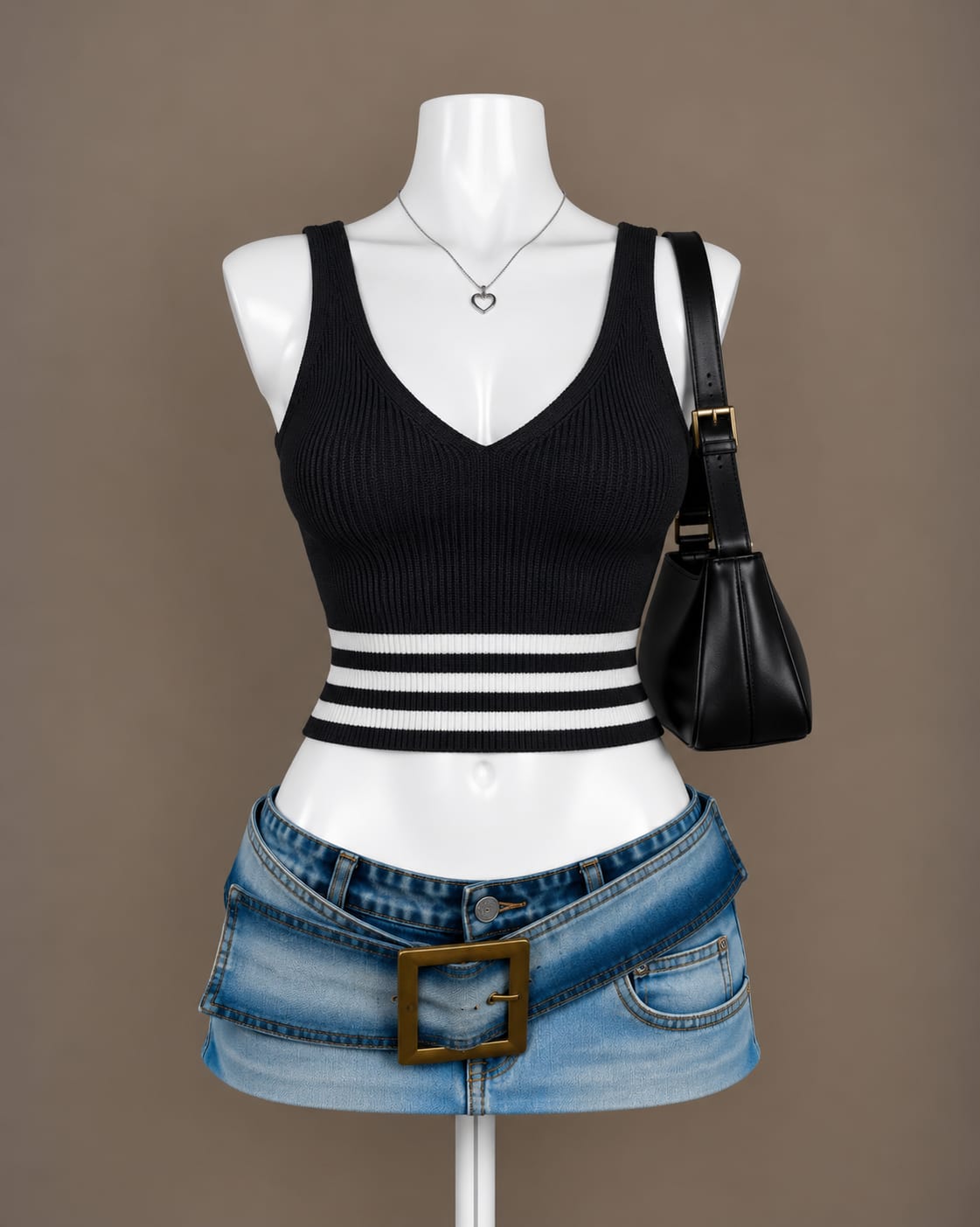 Black Knit Crop Top