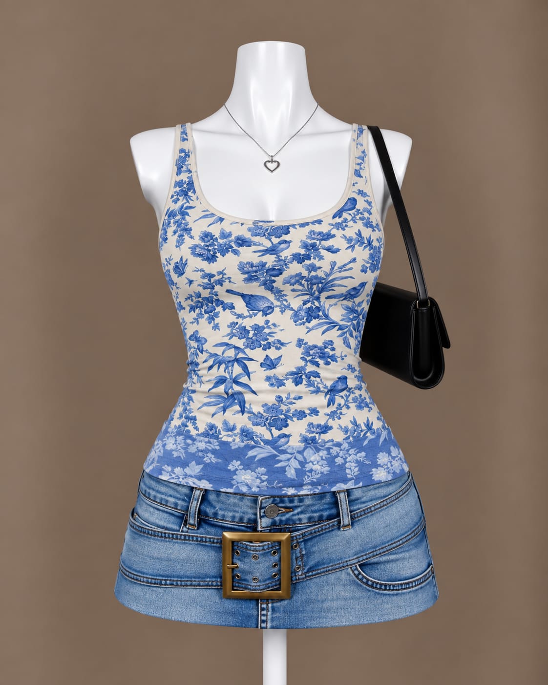 Blue Floral Tank Top
