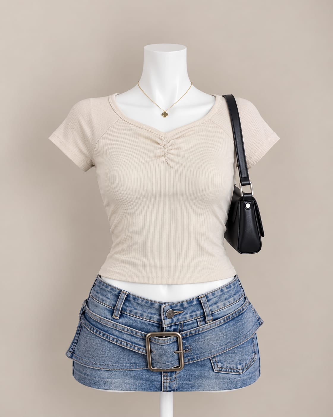 Cream Crop Top