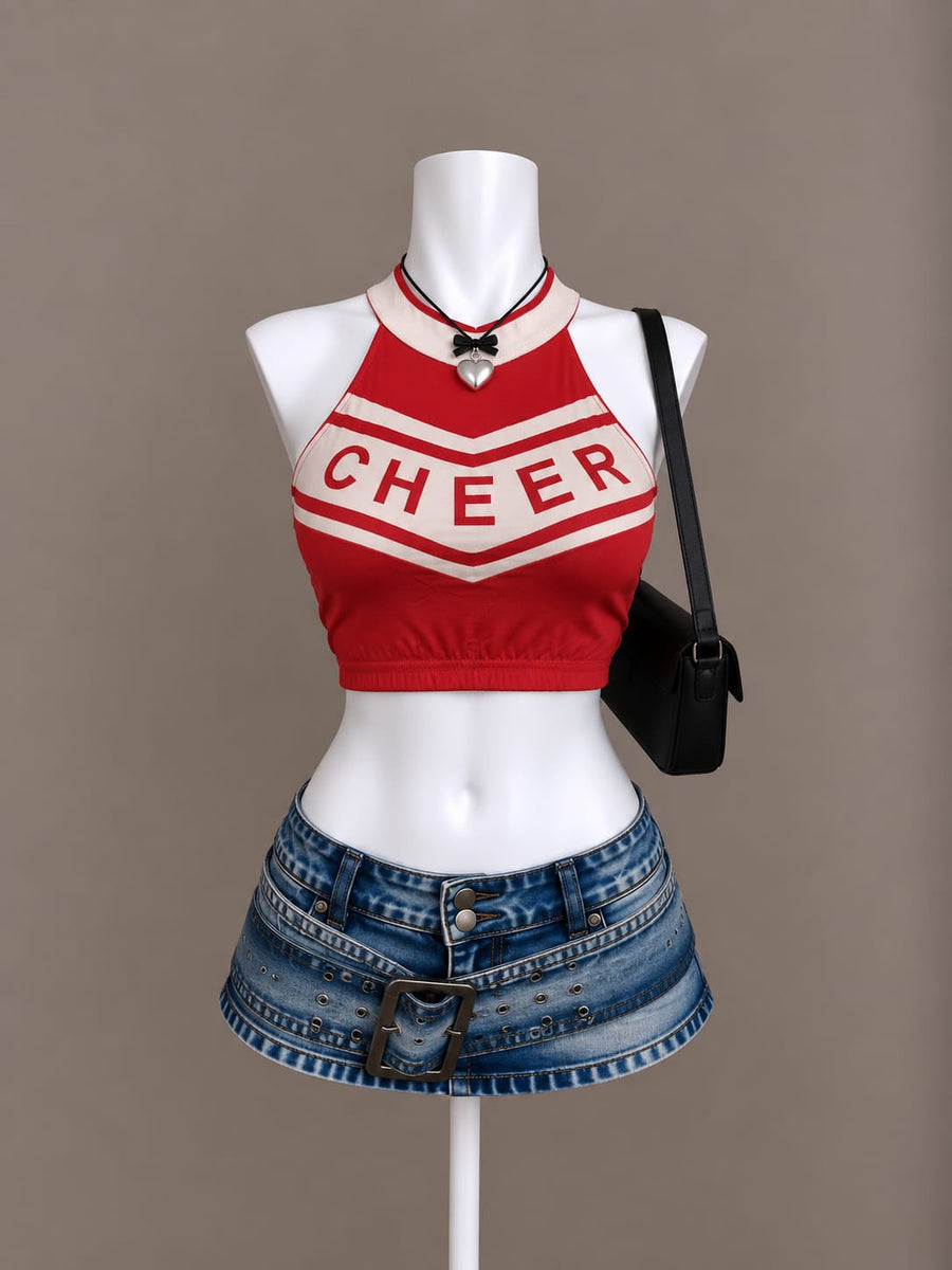 Red Cheer Crop Top