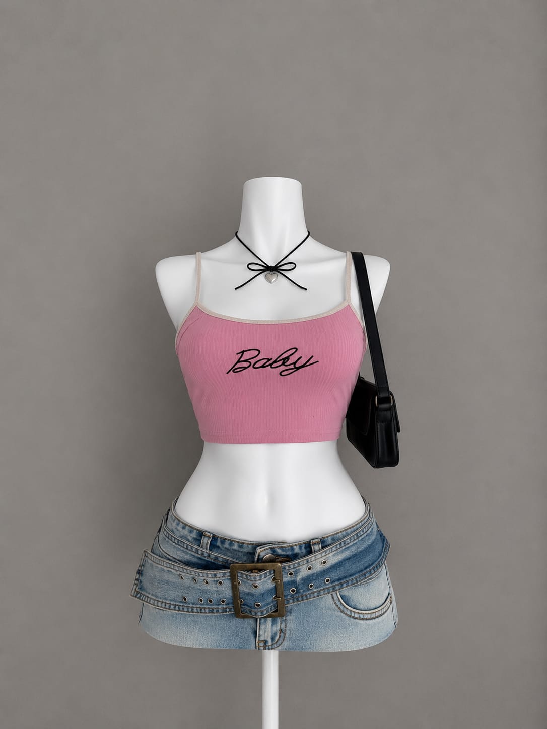 Pink Baby graphic crop cami