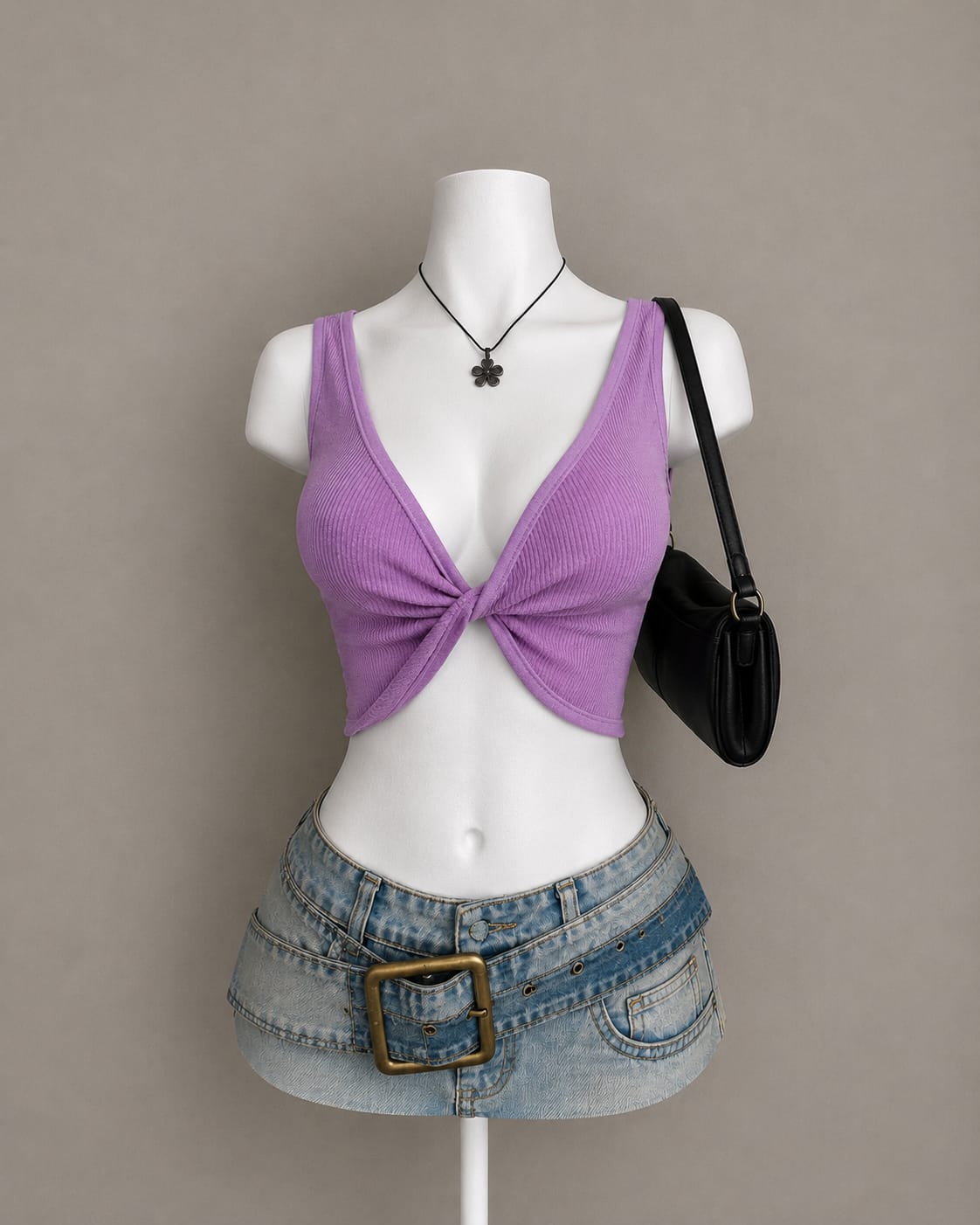 Purple twist-front crop top