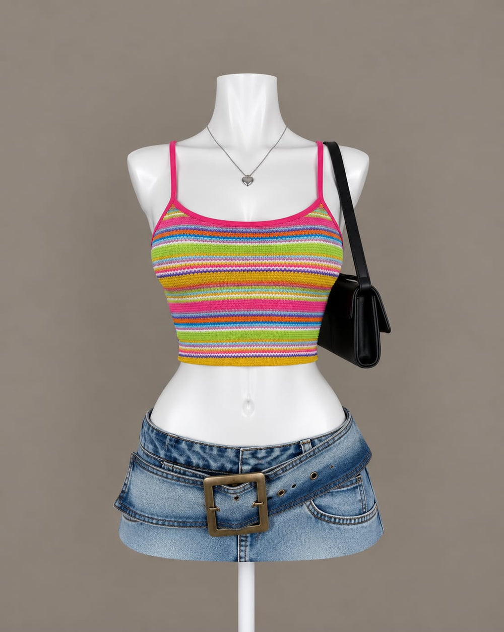 Multicolor Striped Crop Top