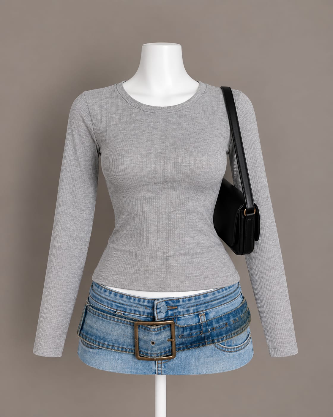 Gray Long Sleeve Top