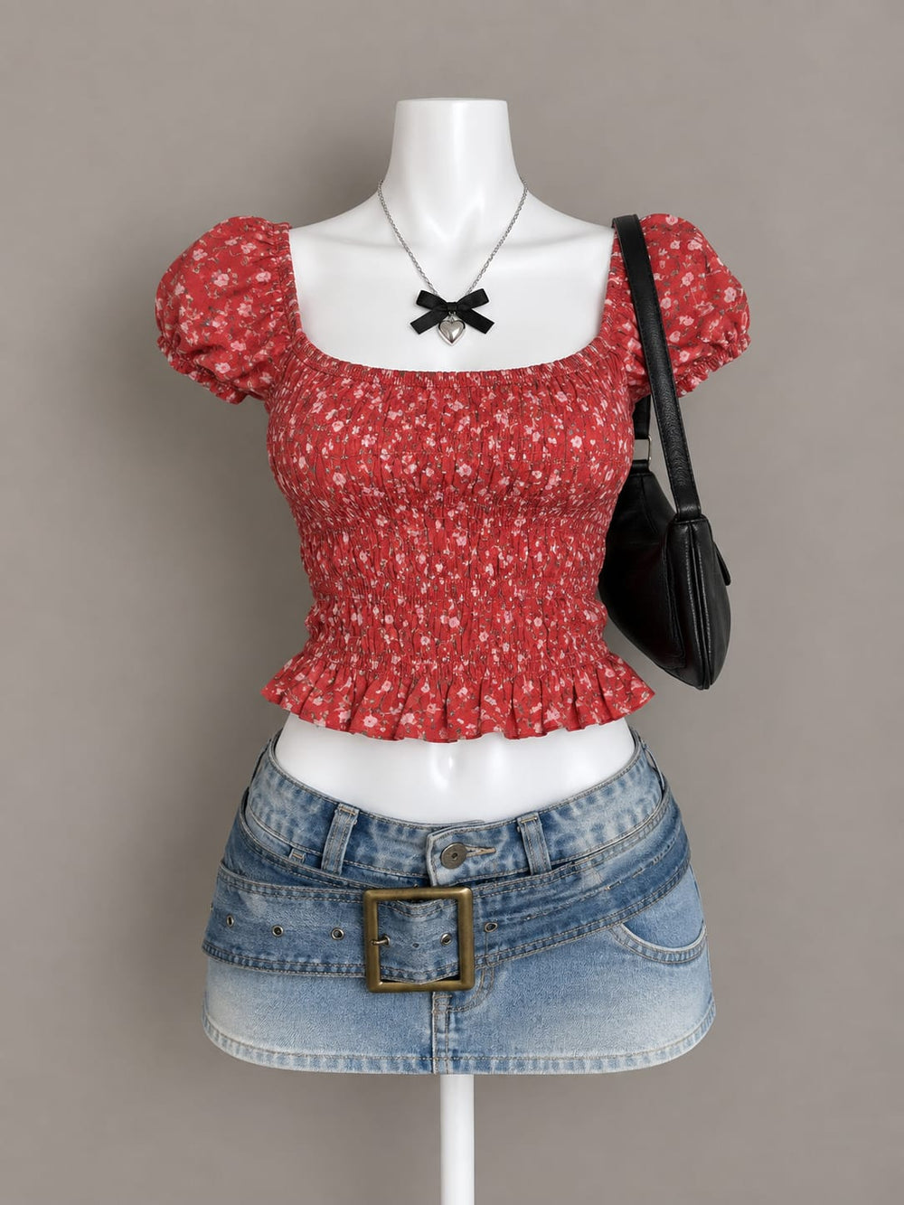 Red Floral Crop Top