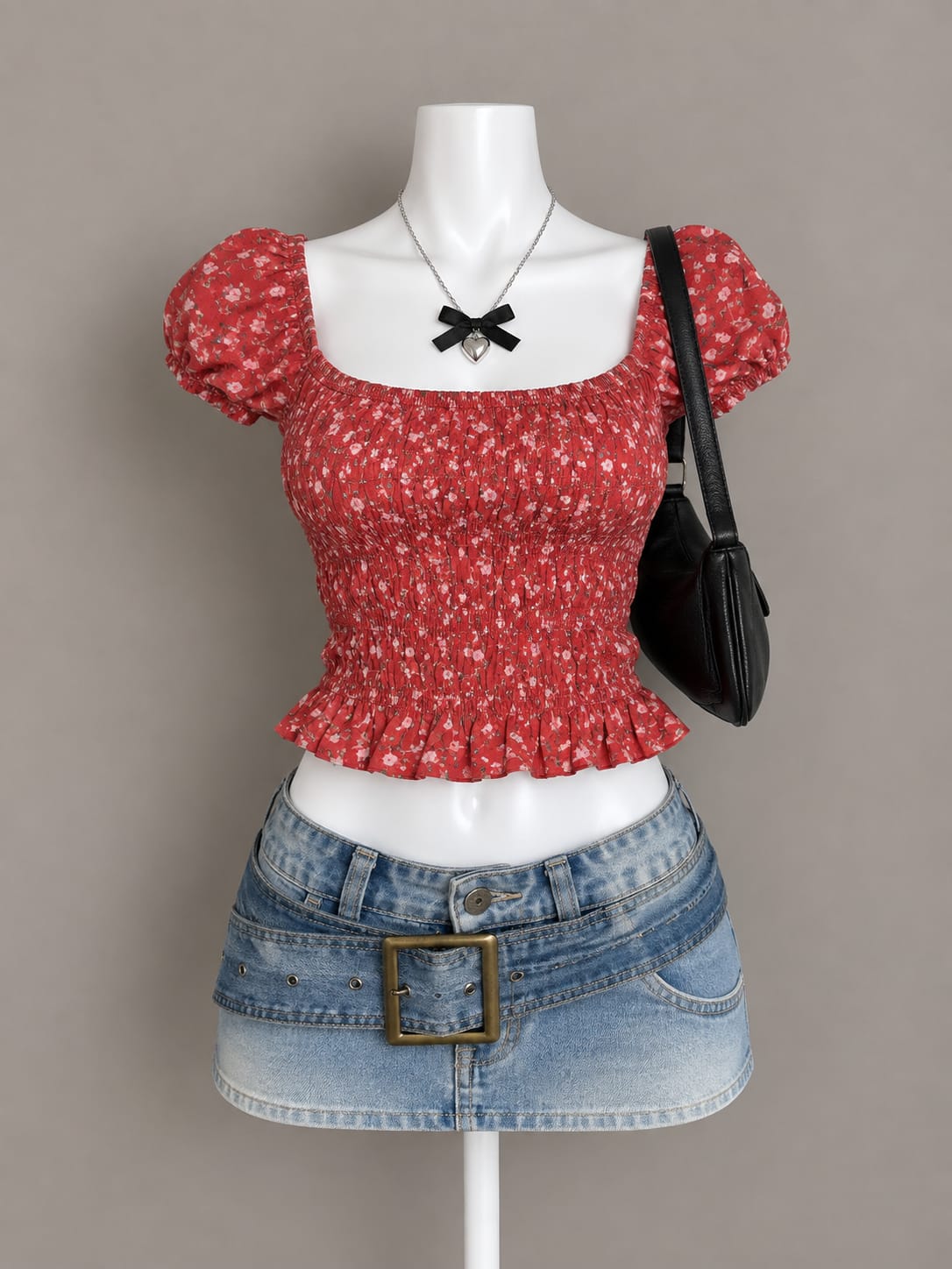 Red Floral Crop Top