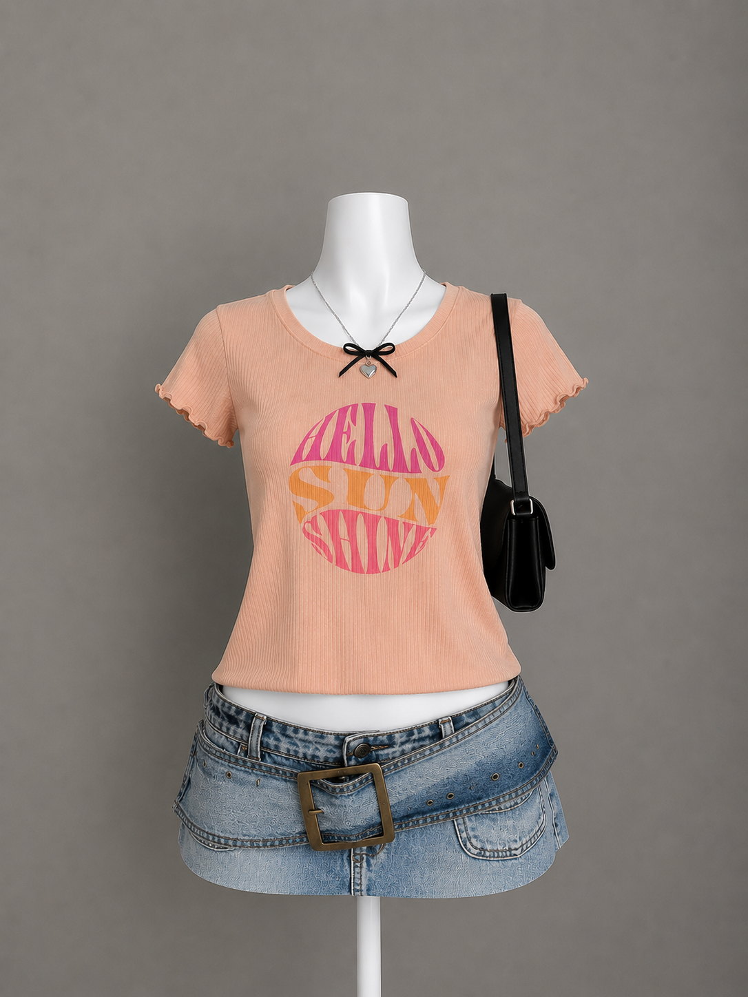 Peach Hello Sunshine Ribbed Tee