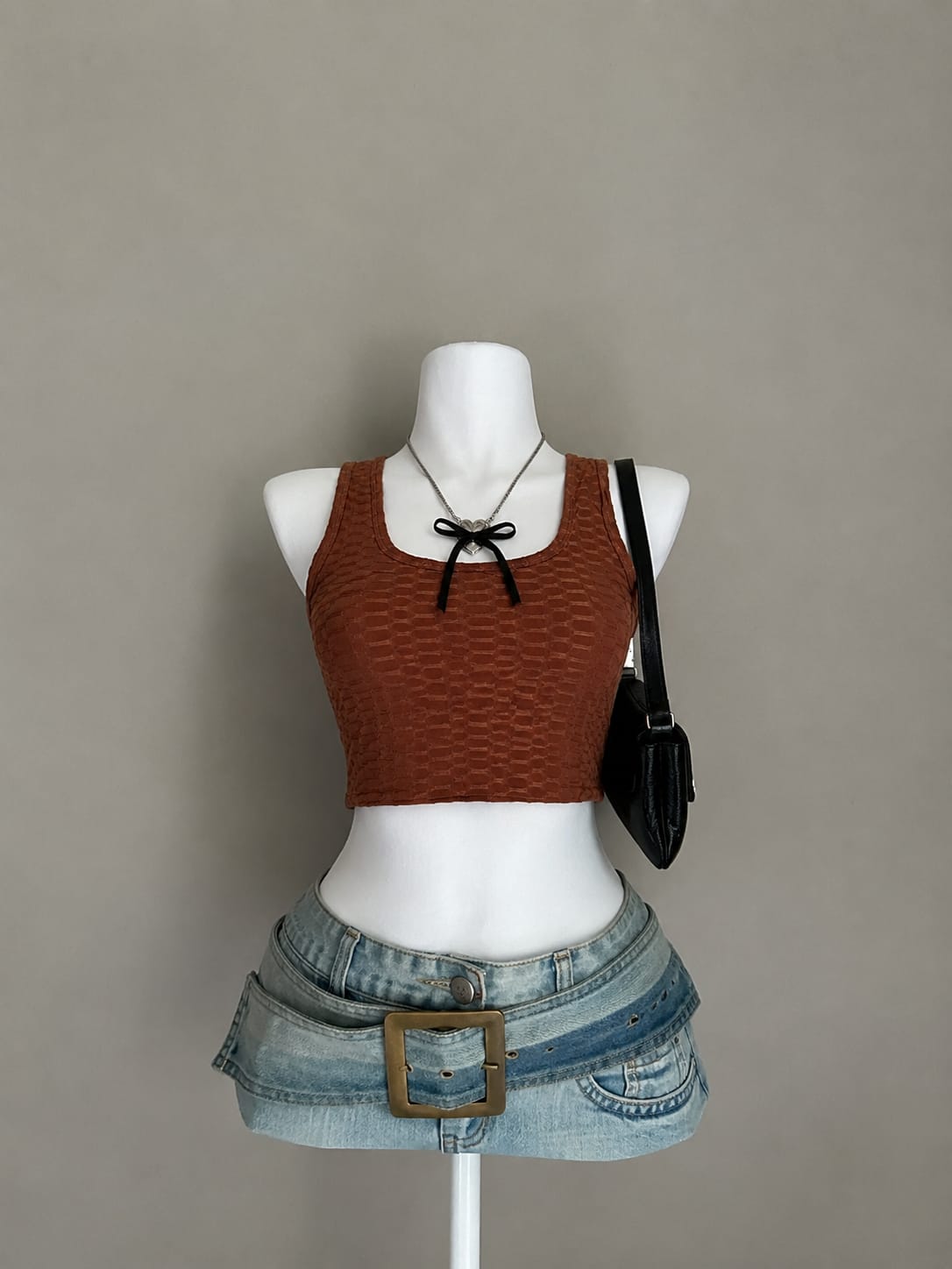 Rust Textured Crop Tank