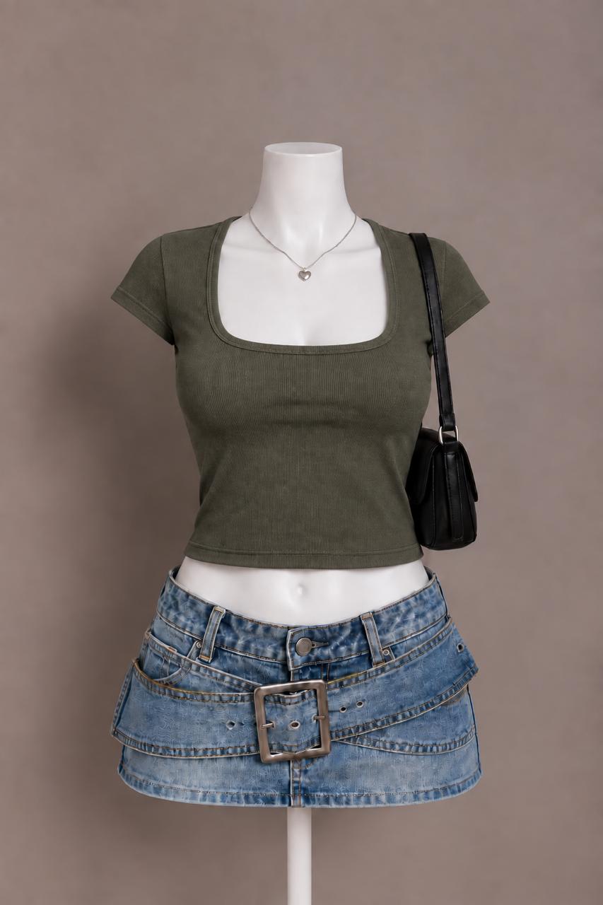 Olive Green Crop Top