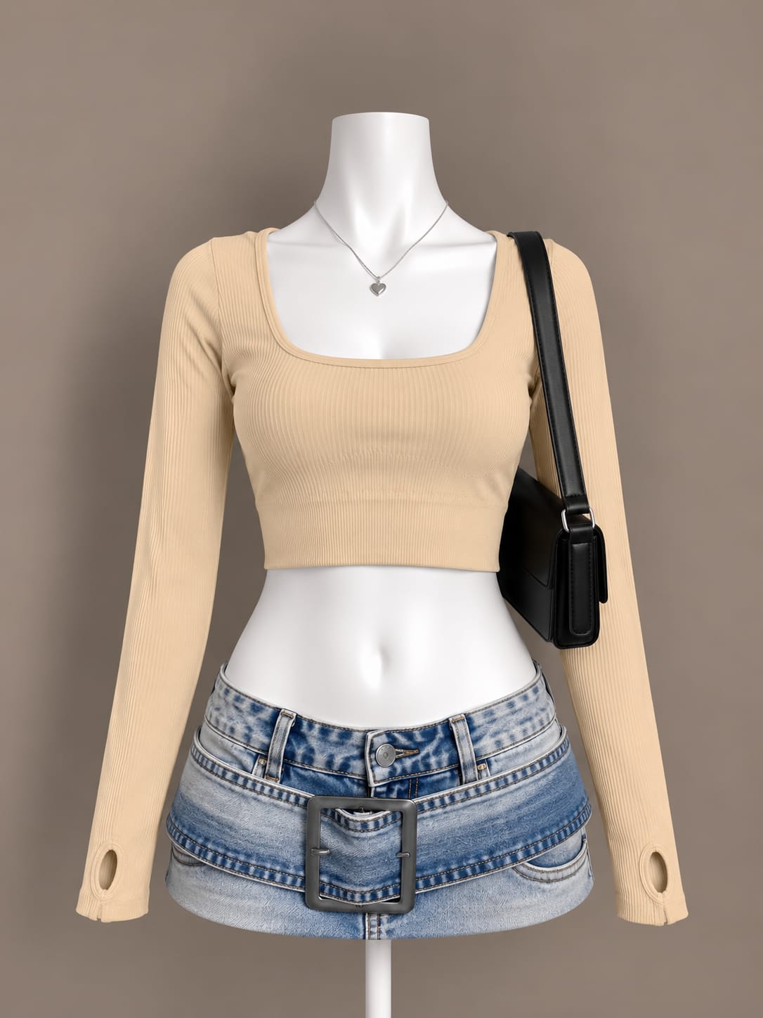 Beige Crop Top