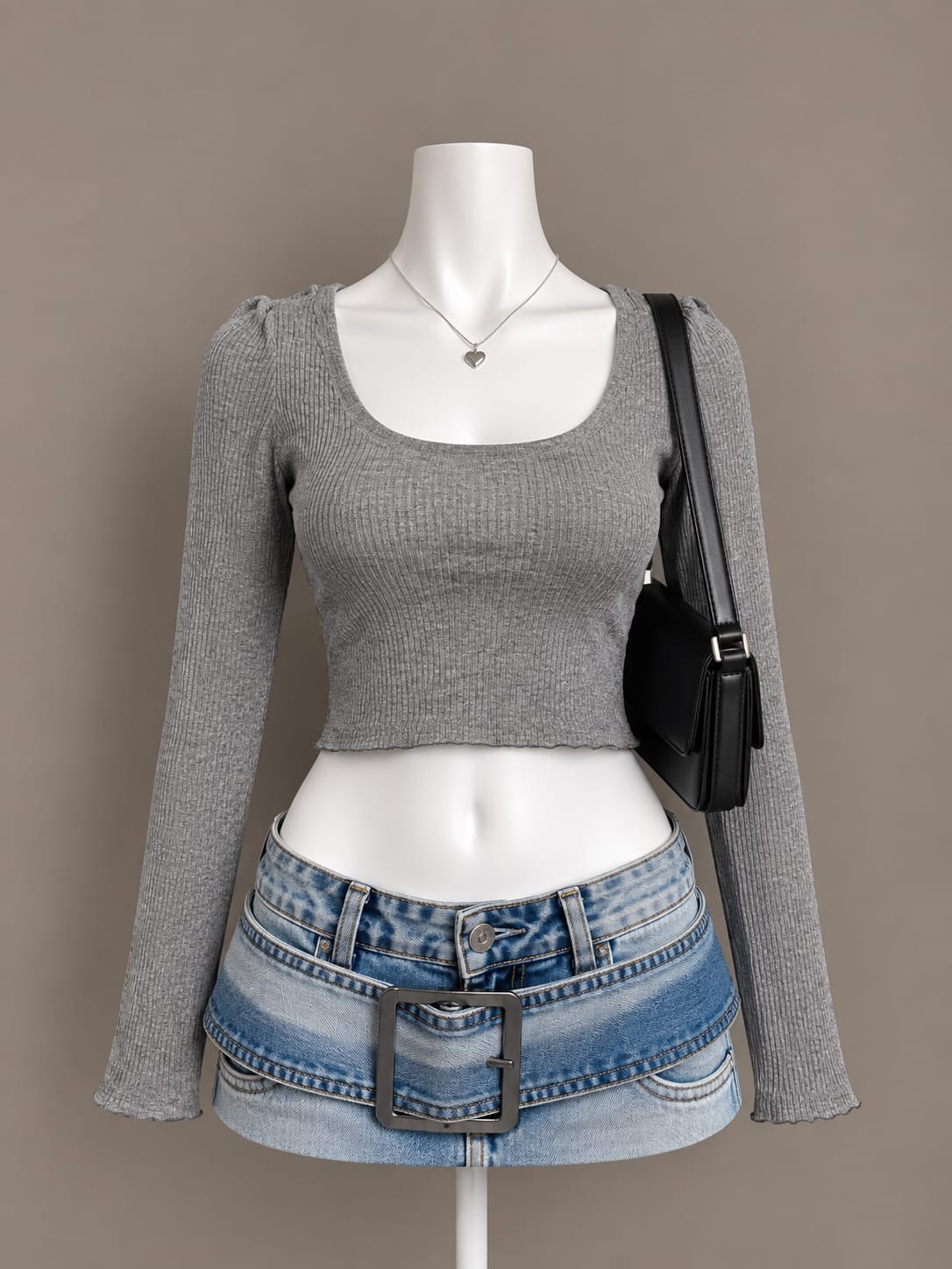 Gray Crop Top