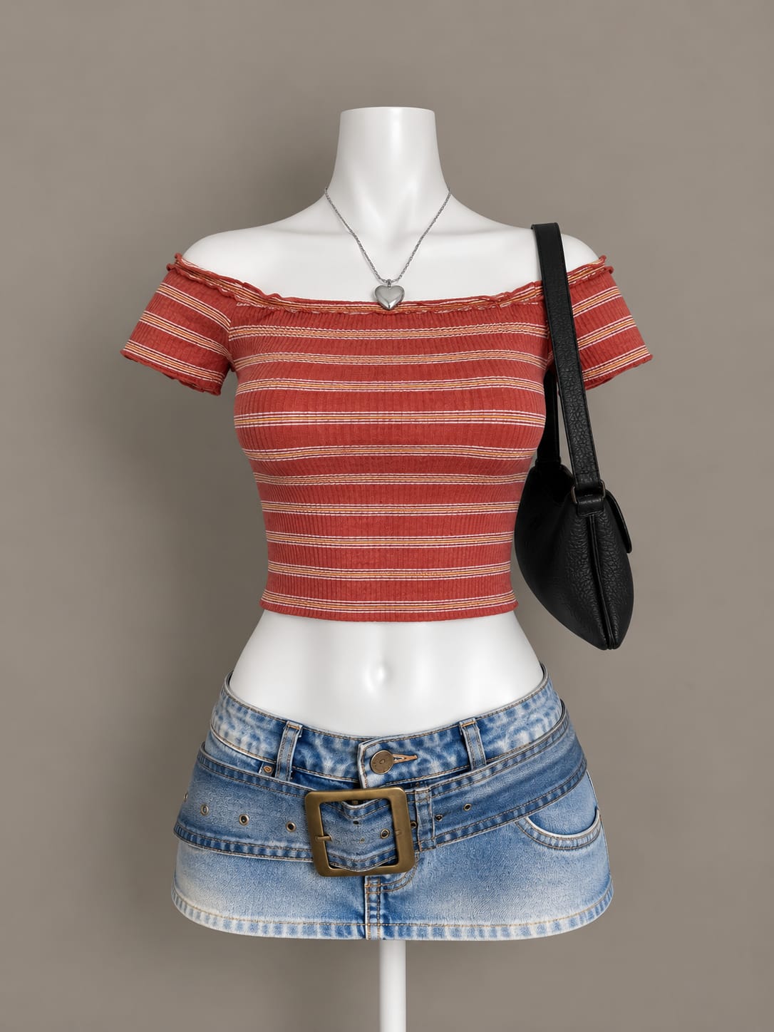 Rust Striped Crop Top