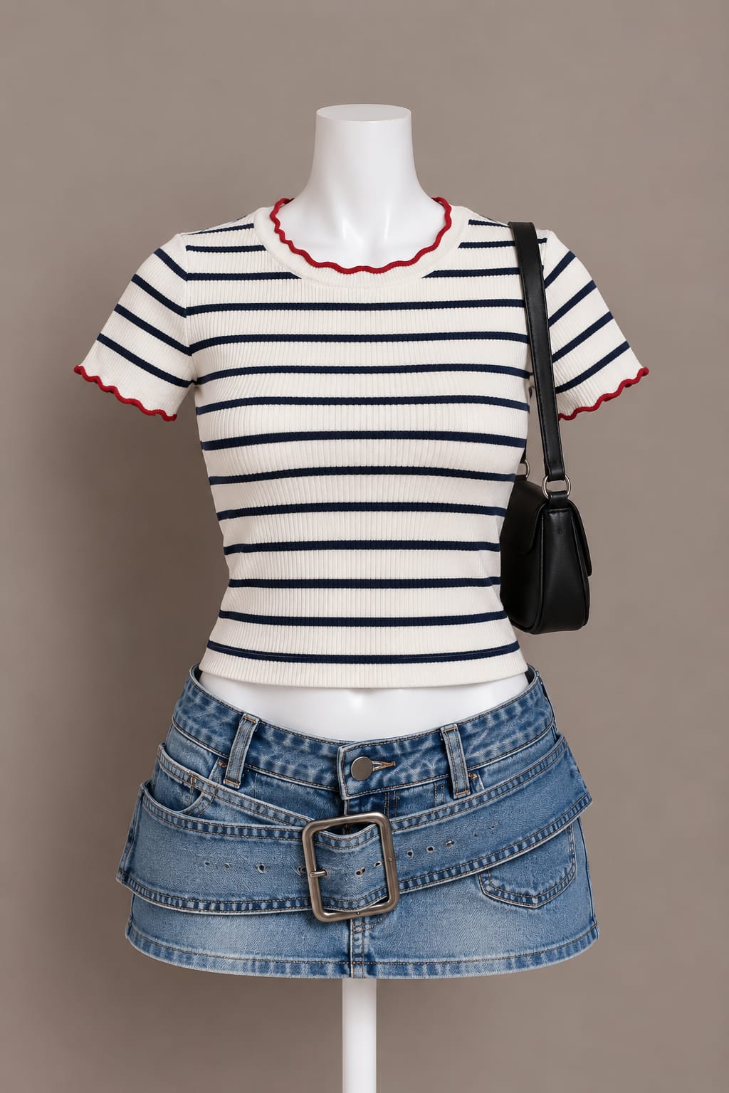 Cream Striped T-Shirt