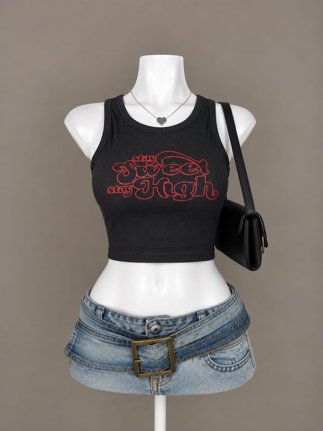 Black Graphic Tank Top