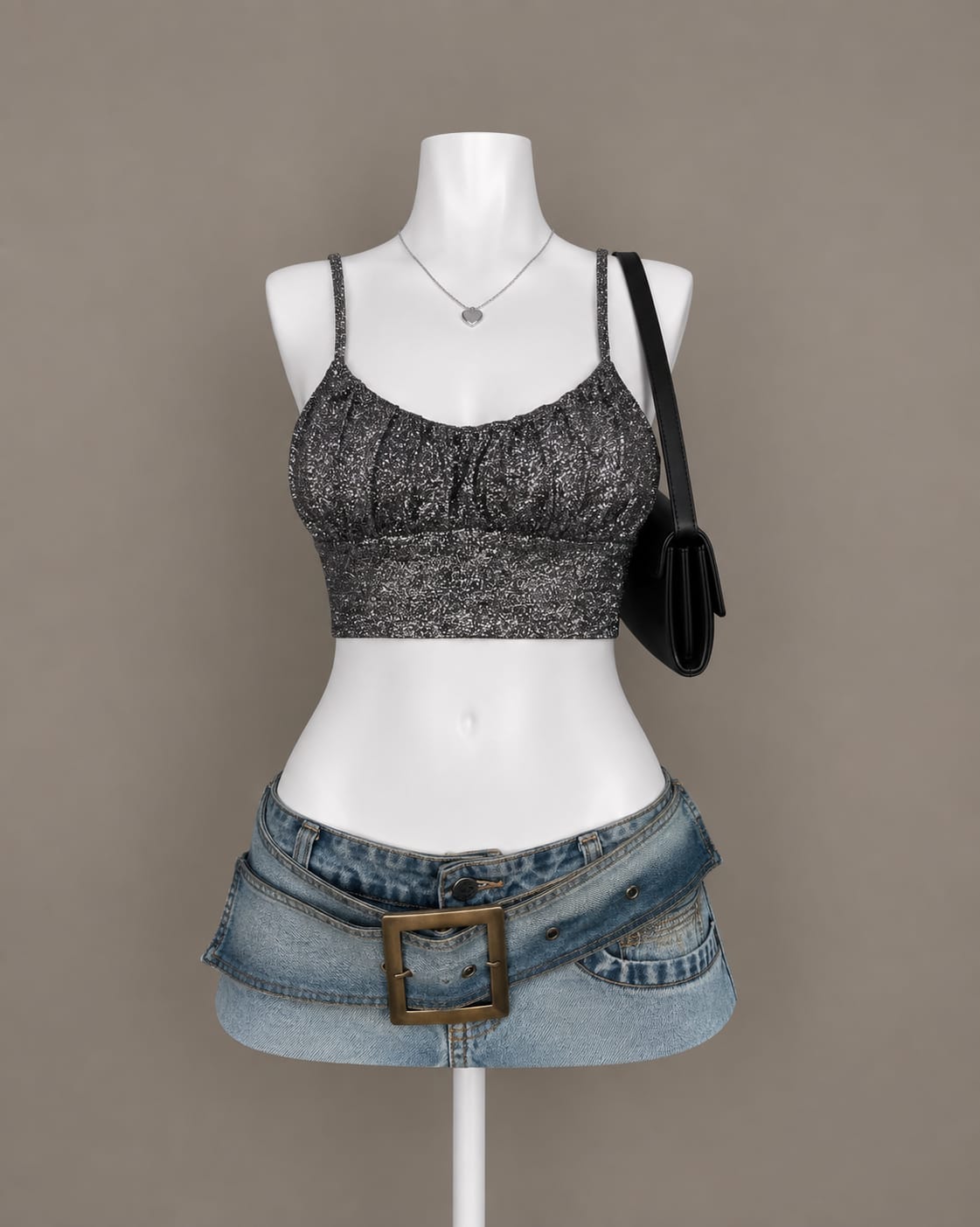 Charcoal Glitter Crop Top