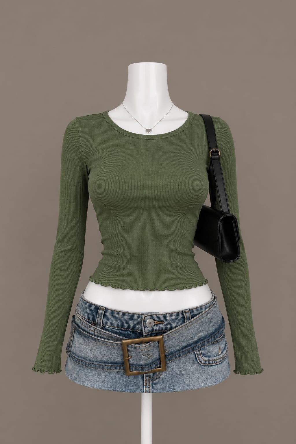 Olive Green Crop Top