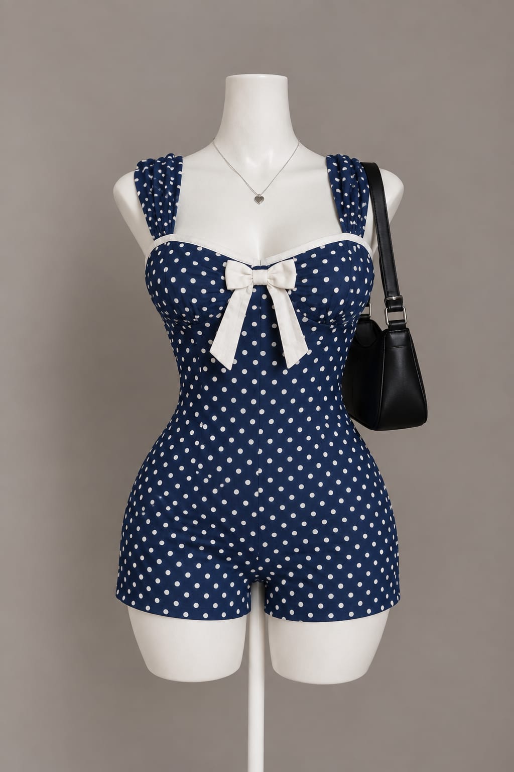 Navy Polka Dot Romper