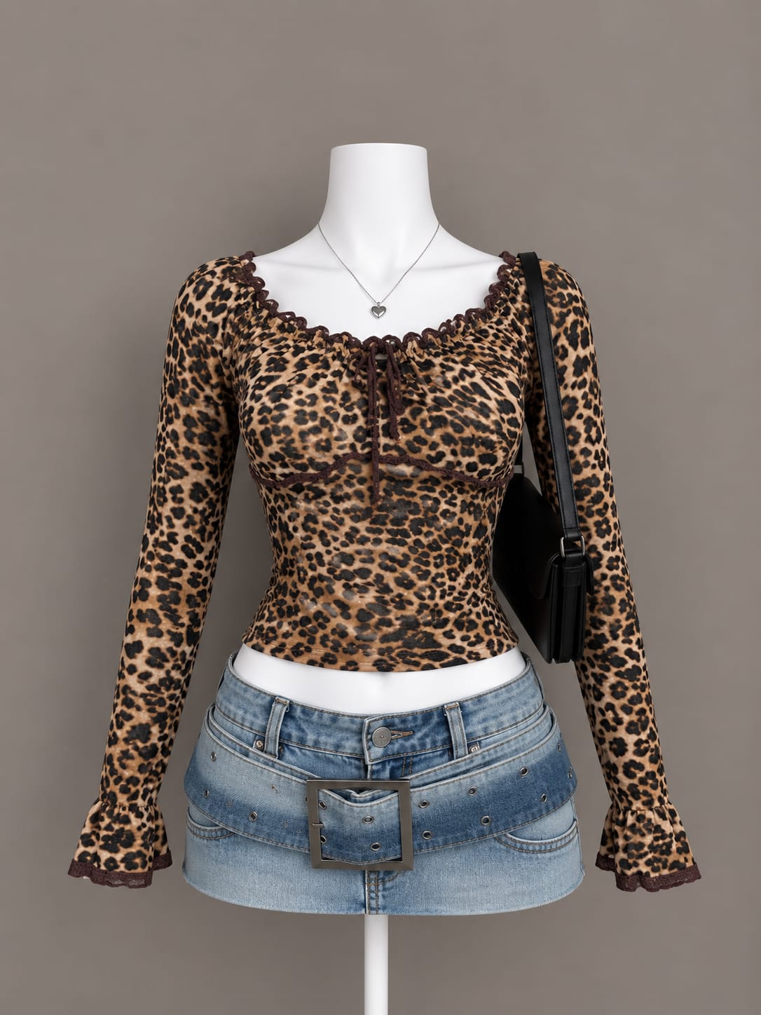 Brown Leopard Print Top