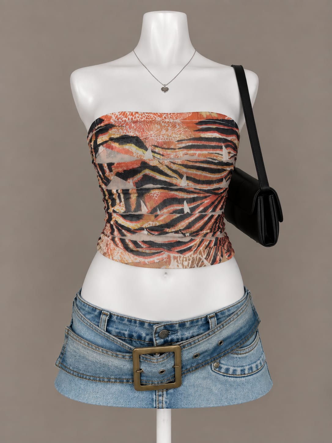 Orange Printed Tube Top