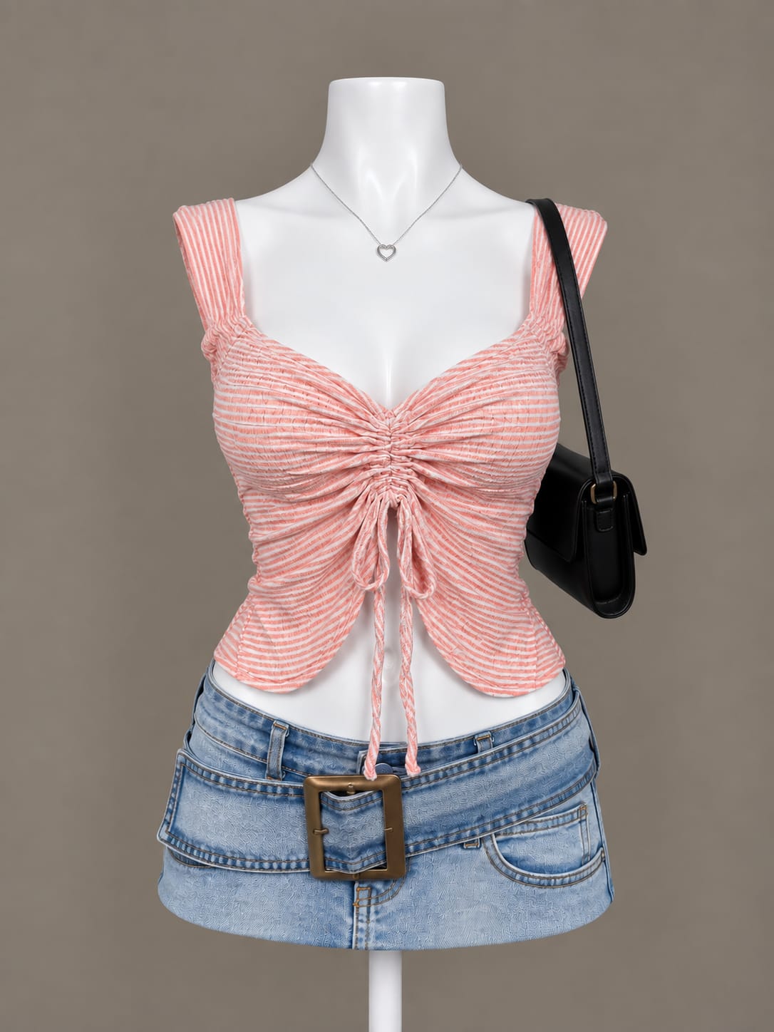 Pink Striped Crop Top