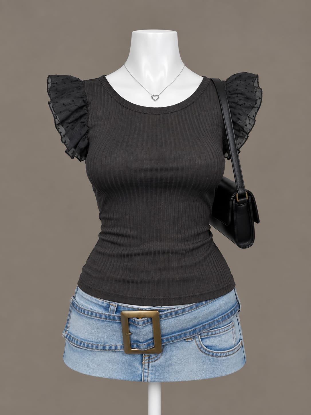 Black Ruffle Top