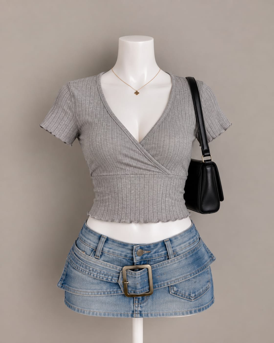 Gray Wrap Top