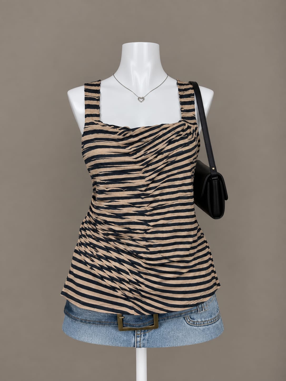 Beige Striped Top