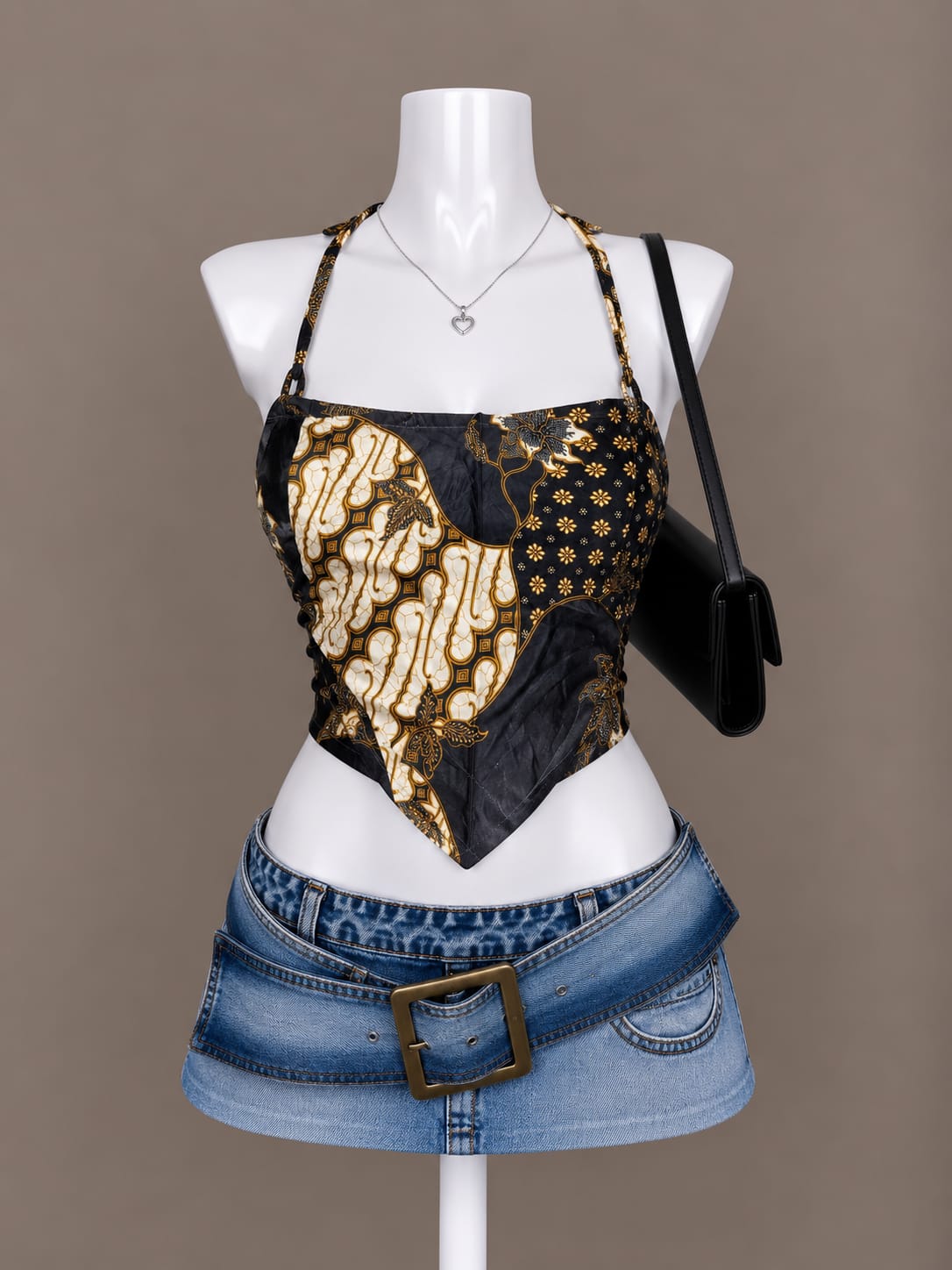 Black Gold Halter Top