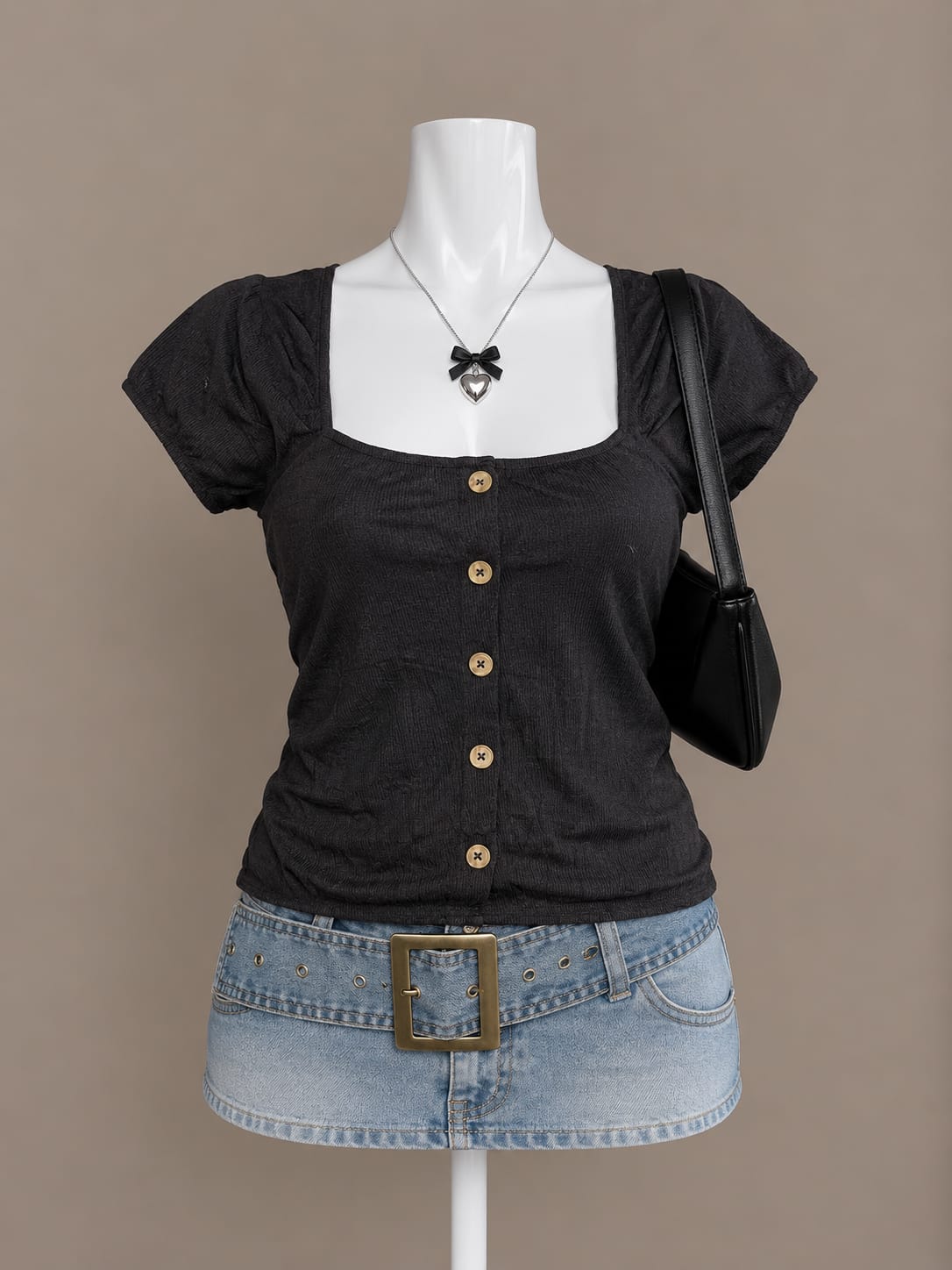 Black Button Top