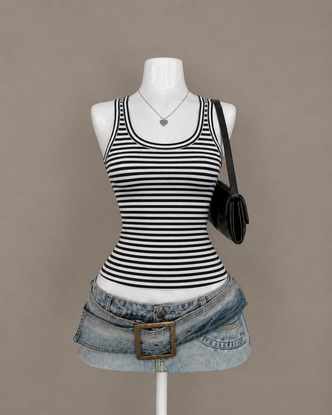 Black White Striped Tank Top