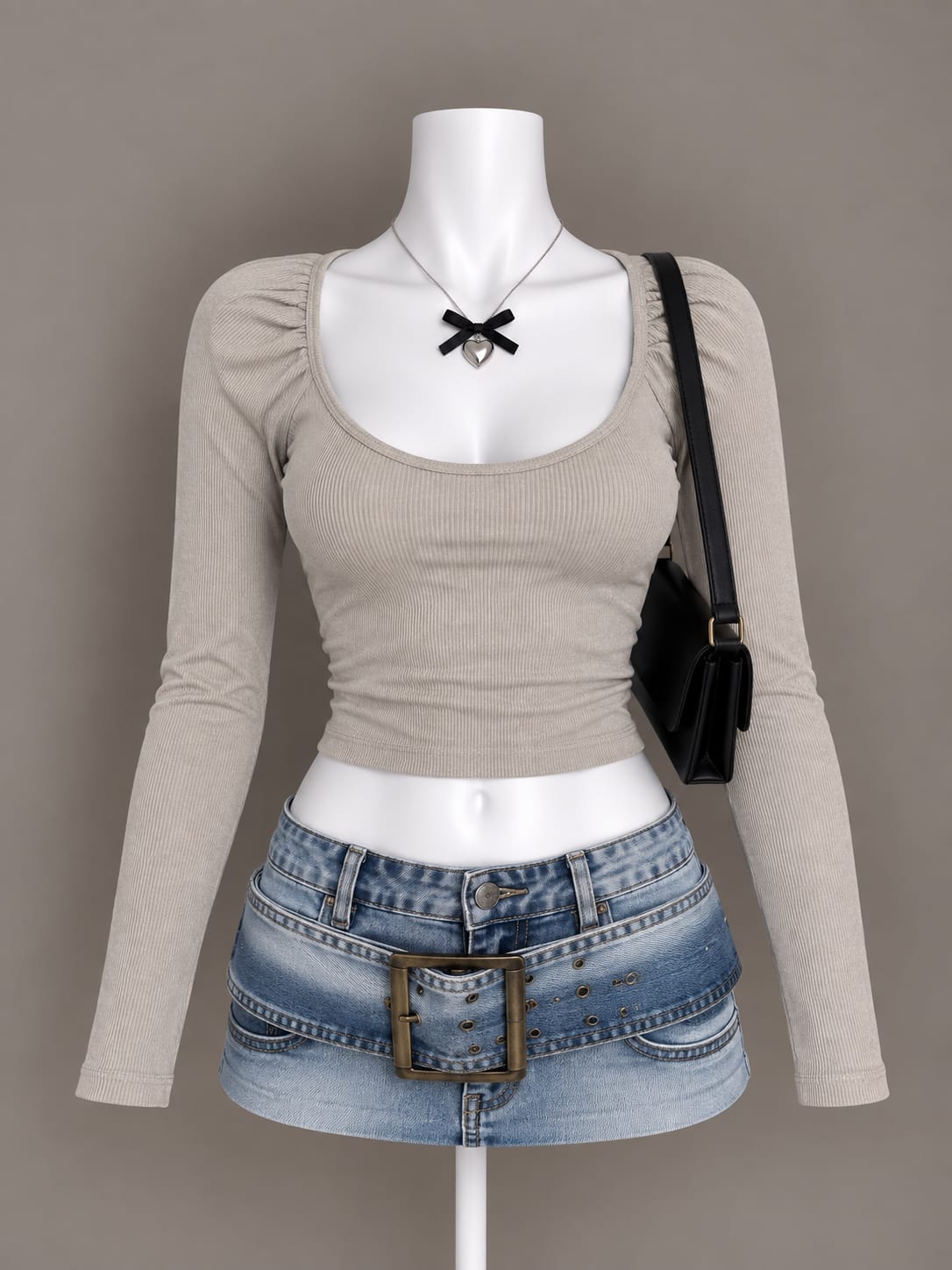 Beige Long Sleeve Top