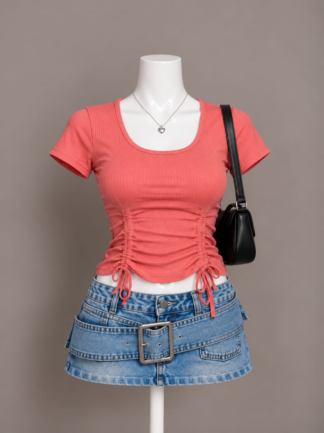 Coral Ruched Top