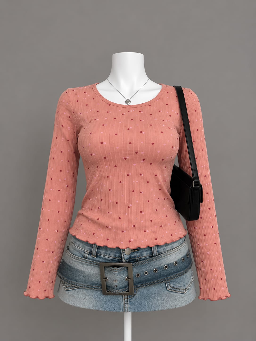 Coral Polka Dot Top