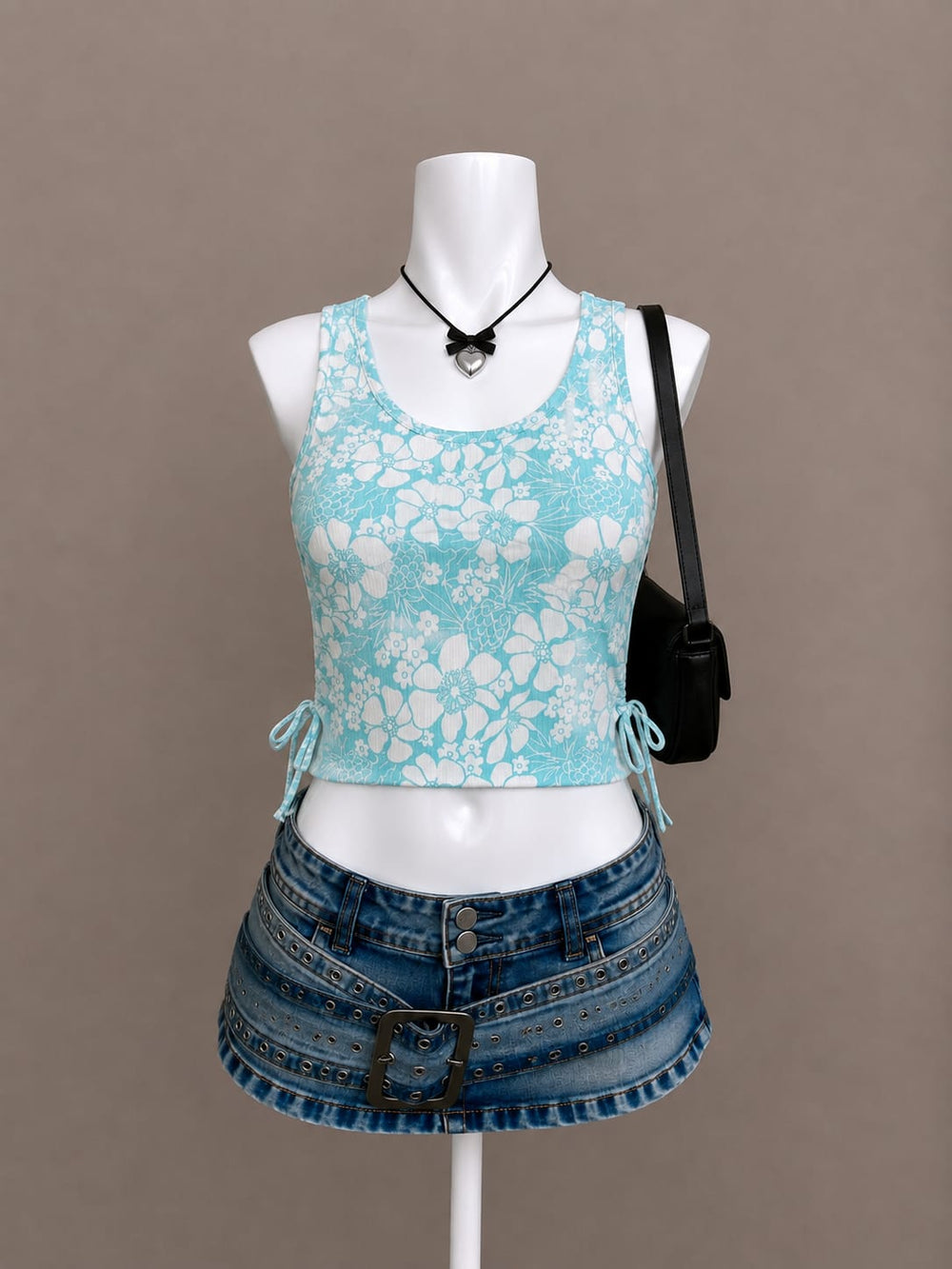 Aqua Floral Tank Top