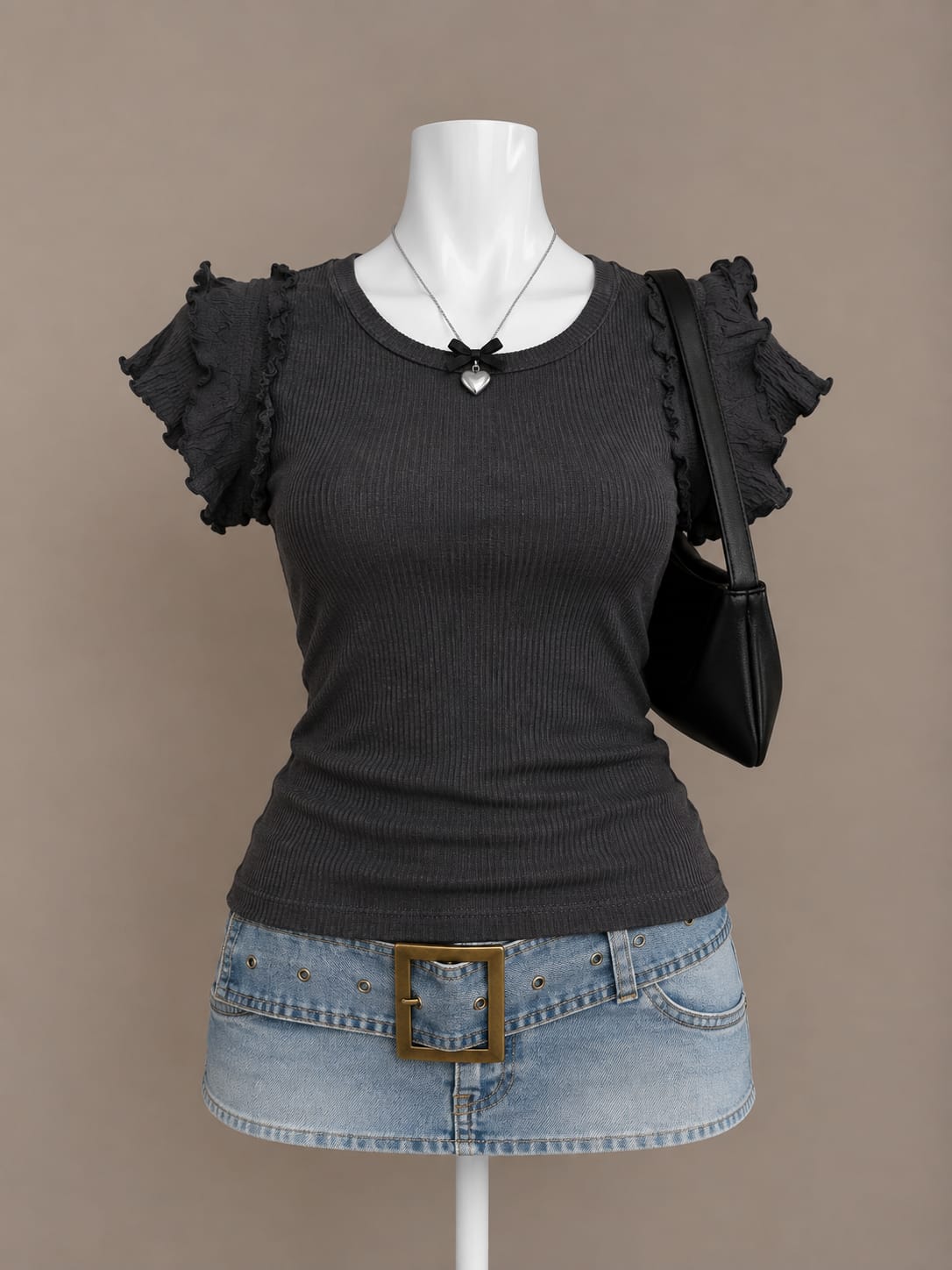 Black Ruffle Top