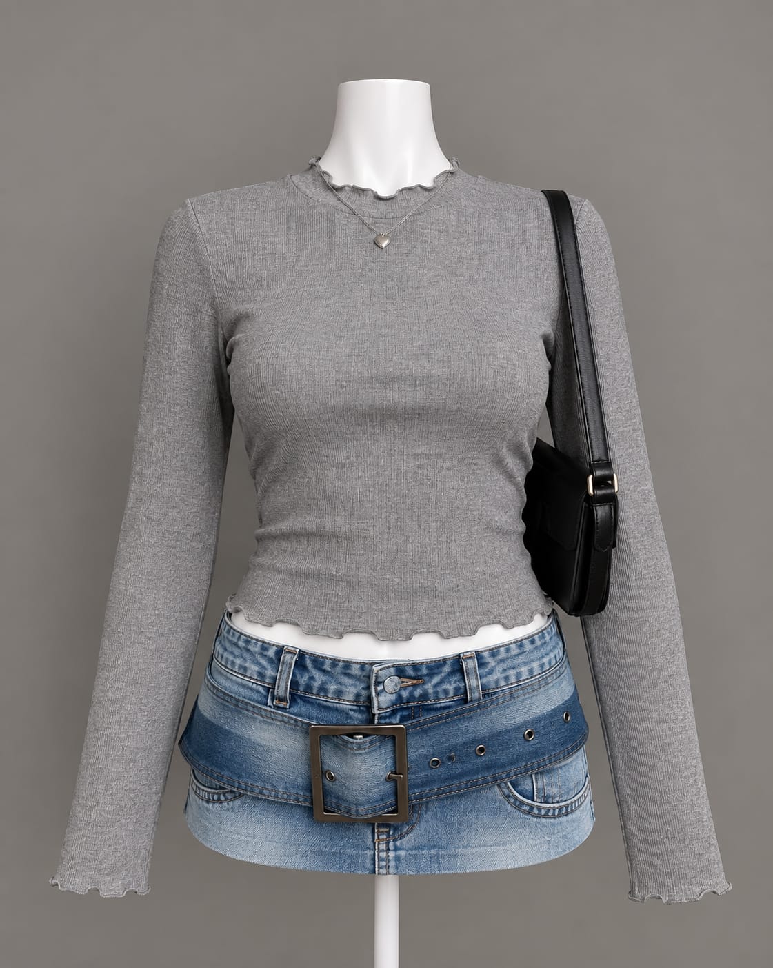 Gray Long Sleeve Top