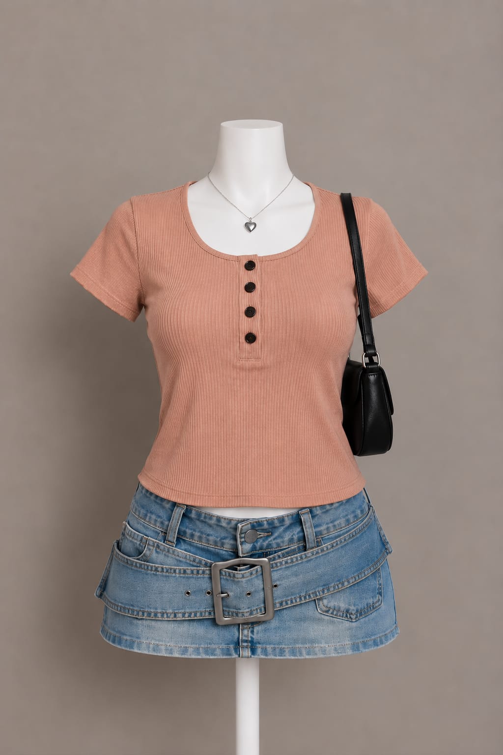 Peach Button Top