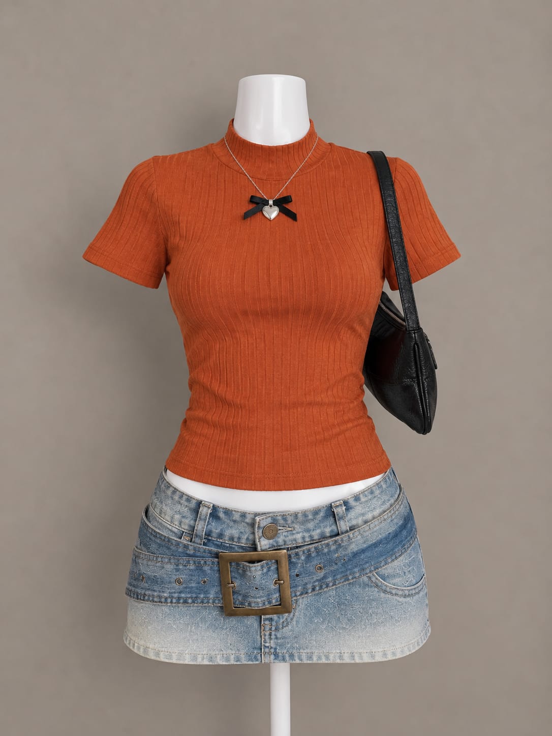 Rust Mock Neck Top