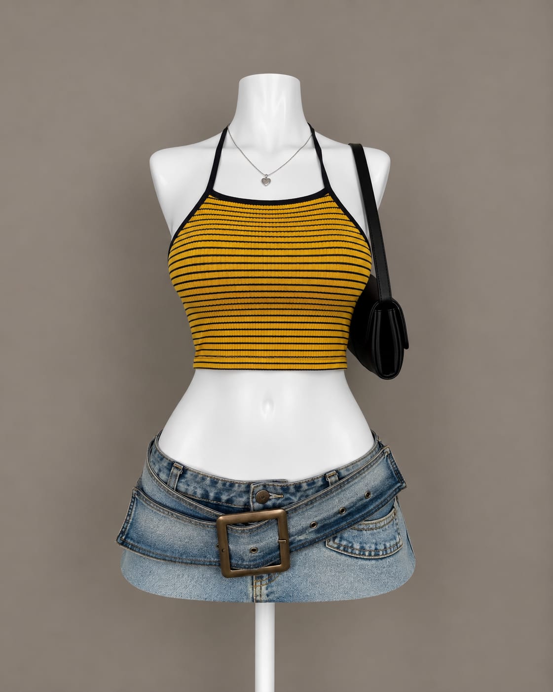 Yellow Striped Halter Top