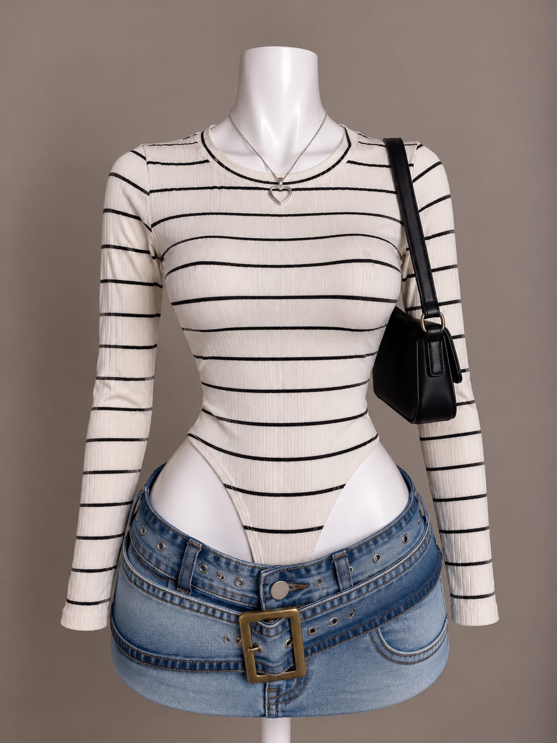 Ivory Striped Bodysuit