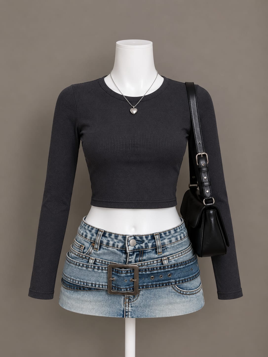 Black Long Sleeve Crop Top