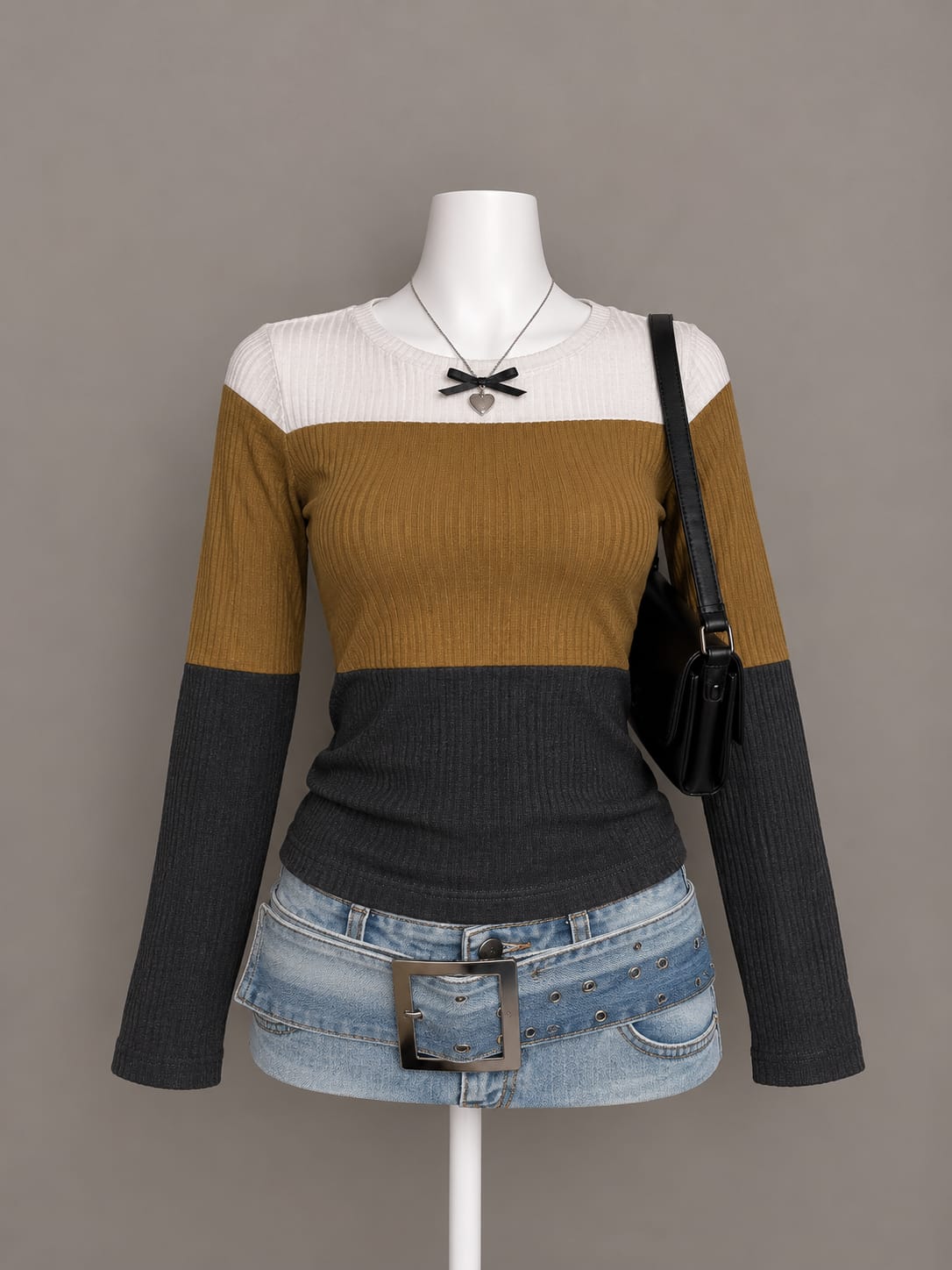 Brown Colorblock Top